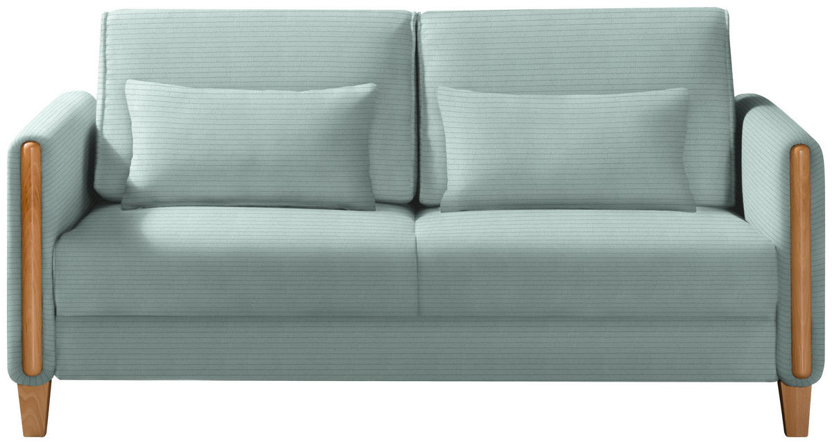 SCHLAFSOFA in Cord Hellblau, Buchefarben  - Buchefarben/Hellblau, Design, Holz/Textil (174/88/104cm) - Niels Andersson