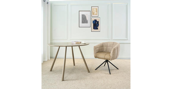 ARMLEHNSTUHL  Sitzfläche 360° drehbar Webstoff, Mikrofaser  - Beige/Schwarz, Design, Textil/Metall (67/80/65cm) - Novel