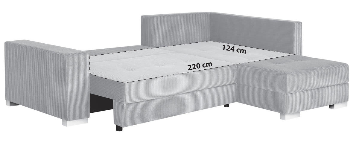 Colțar, textil, material pe bază de lemn, taupe - gri închis/culoare crom, Design, plastic/textil (260/218cm) - P & B