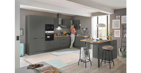 ECKKÜCHE 370/175 cm in Graphitfarben - Schwarz/Graphitfarben, Basics, Holzwerkstoff/Metall (370/175cm) - Xora