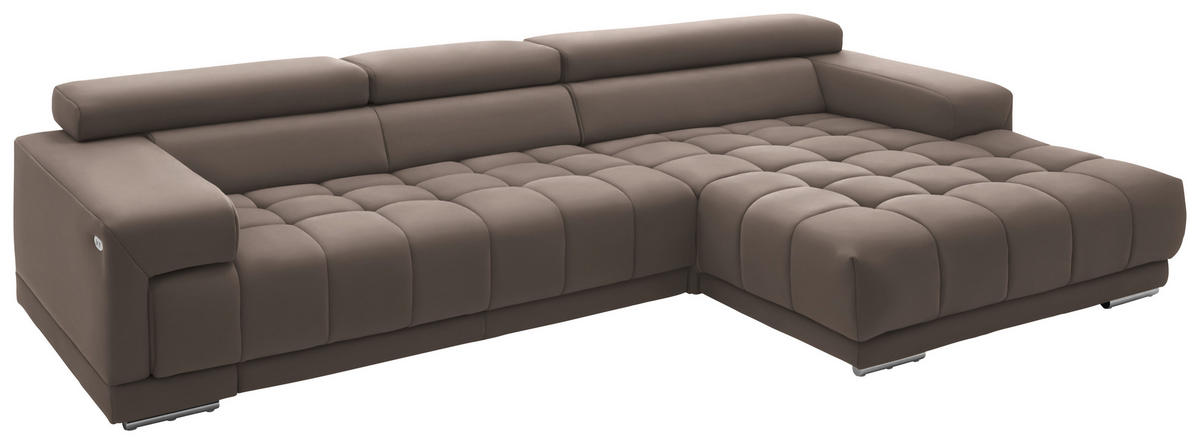 ECKSOFA Mikrofaser Greige  - Greige/Silberfarben, Design, Textil/Metall (335/190cm) - Beldomo Speed