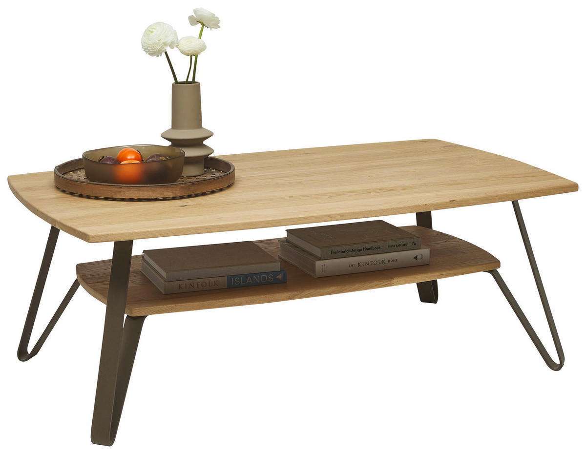 COUCHTISCH in Holz, Metall 95/65/42,6 cm  - Wildeiche/Bronzefarben, MODERN, Holz/Metall (95/65/42,6cm) - Valnatura