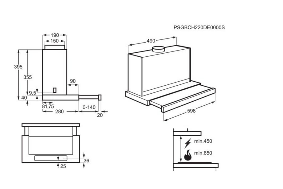 DUNSTABZUGSHAUBE LFP616K  - Edelstahlfarben/Schwarz, Basics, Metall (59,8/39,5/30,0cm) - Electrolux