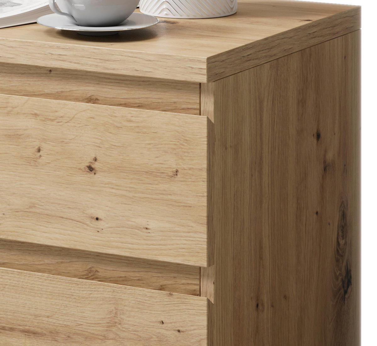 NACHTSCHRANK 45/43,6/38 cm  - Eichefarben/Schwarz, Basics, Holzwerkstoff/Kunststoff (45/43,6/38cm) - MID.YOU