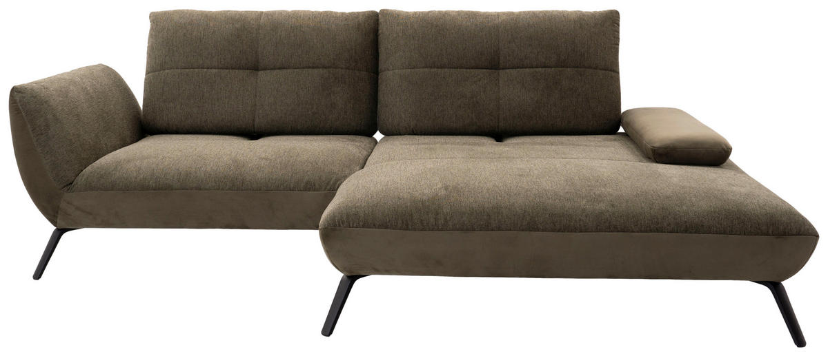ECKSOFA Olivgrün  inkl.  - Schwarz/Olivgrün, Trend, Holz/Metall (273/191-207cm) - Livetastic