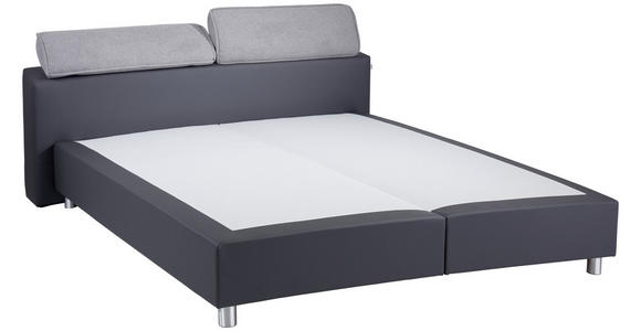 Boxspringbett mit Topper & Matratze H2 180x200cm Hampton - Anthrazit/Alufarben, KONVENTIONELL, Textil (180/200cm) - Luca Bessoni