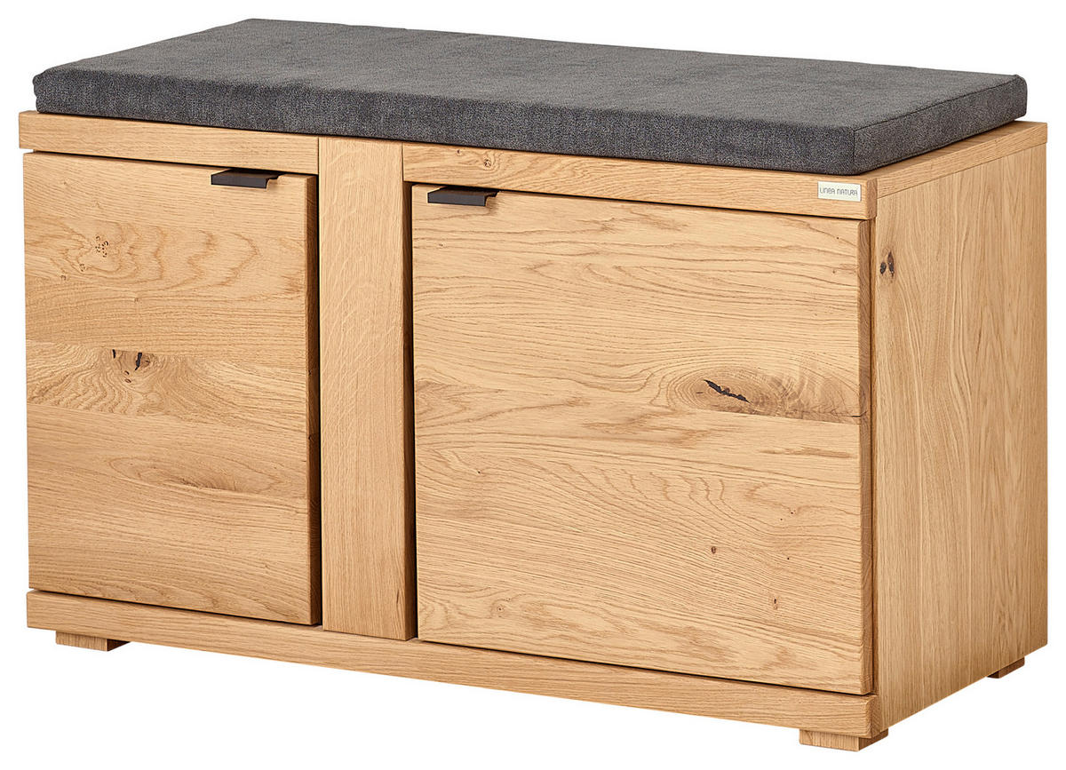 GARDEROBENBANK  in 90/51,7/38 cm  - Wildeiche/Anthrazit, Natur, Holz/Textil (90/51,7/38cm) - Linea Natura