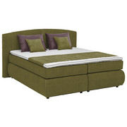 BOXSPRINGBETT Mikrofaser 160/200 cm INKL. Matratze, gepolstertes Kopfteil, Topper - Schwarz/Olivgrün, KONVENTIONELL, Kunststoff/Textil (160/200cm) - Carryhome
