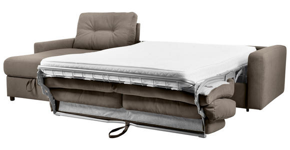 ECKSOFA Braun Webstoff Schlaffunktion, Rücken echt, Matratze, Rückenkissen, Bettkasten  - Schwarz/Braun, KONVENTIONELL, Kunststoff/Textil (160/270cm) - Carryhome
