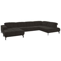 WOHNLANDSCHAFT Dunkelbraun Velours  - Dunkelbraun/Schwarz, Design, Textil/Metall (195/383/219cm) - Beldomo Style