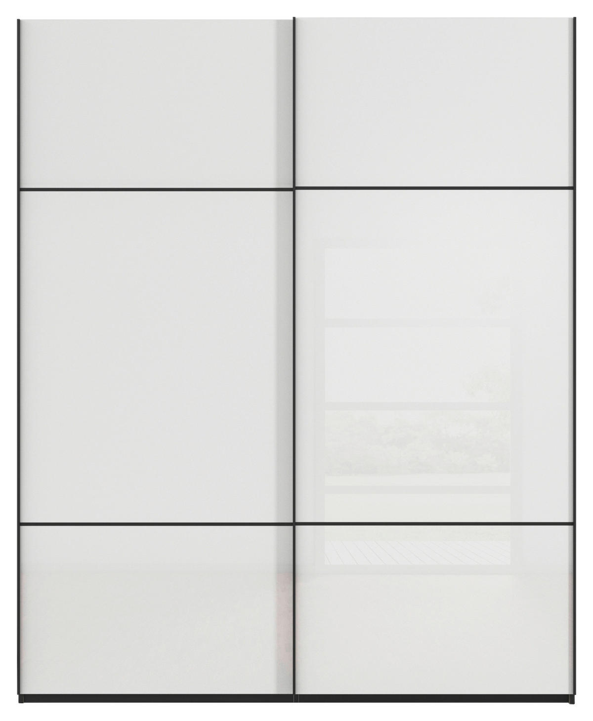 SCHWEBETÜRENSCHRANK in Schwarz, Weiss  - Weiss/Schwarz, Konventionell, Glas/Holzwerkstoff (181/223/67cm) - Novel