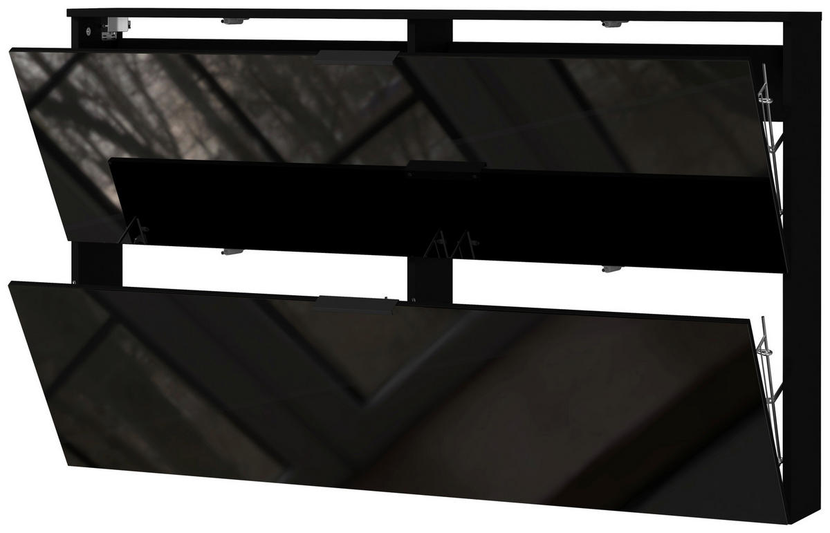 SCHUHSCHRANK Schwarz  - Schwarz, Design, Glas/Holzwerkstoff (140/85/19cm)