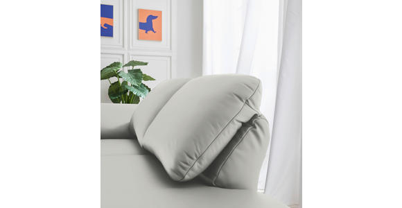 RÉCAMIERE in Echtleder Hellgrau - Chromfarben/Hellgrau, Design, Leder/Metall (209/85-109/95-16cm) - Dieter Knoll