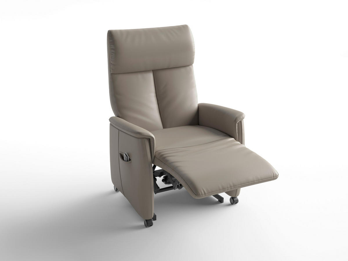 RELAXSESSEL TV CREMONA COMFORT E L3 Echtleder Kopfteilverstellung, Fußteilverstellung, Rücken echt    - Schwarz/Grau, Basics, Leder/Kunststoff (76/114/84cm) - Sit & More