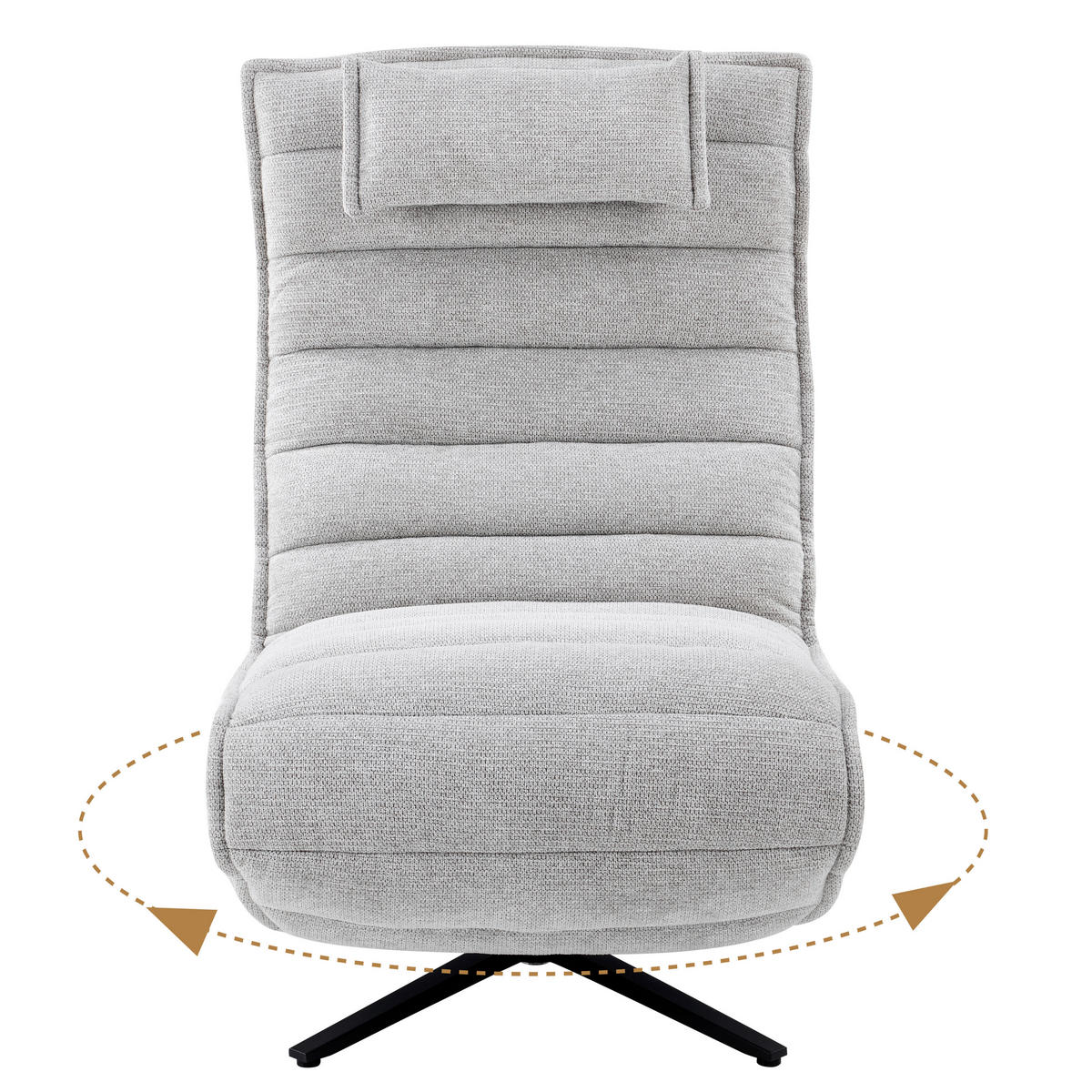 RELAXSESSEL Metall, Textil Schwarz, Greige  - Greige/Schwarz, Design, Textil/Metall (68/108/84cm) - Stylife