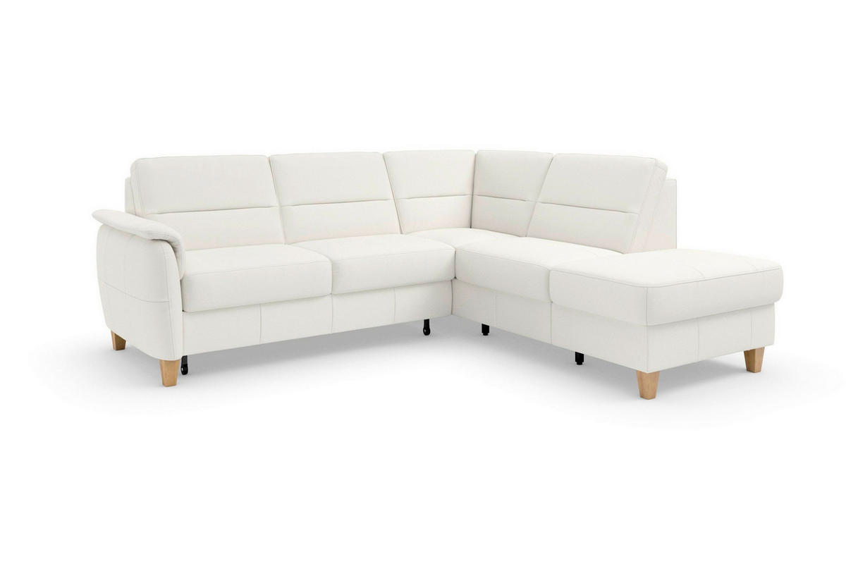 ROHOVÁ SEDAČKA, textil, koža, biela - biela/farba duba, Basics, koža/drevo (236/212cm) - Sit & More