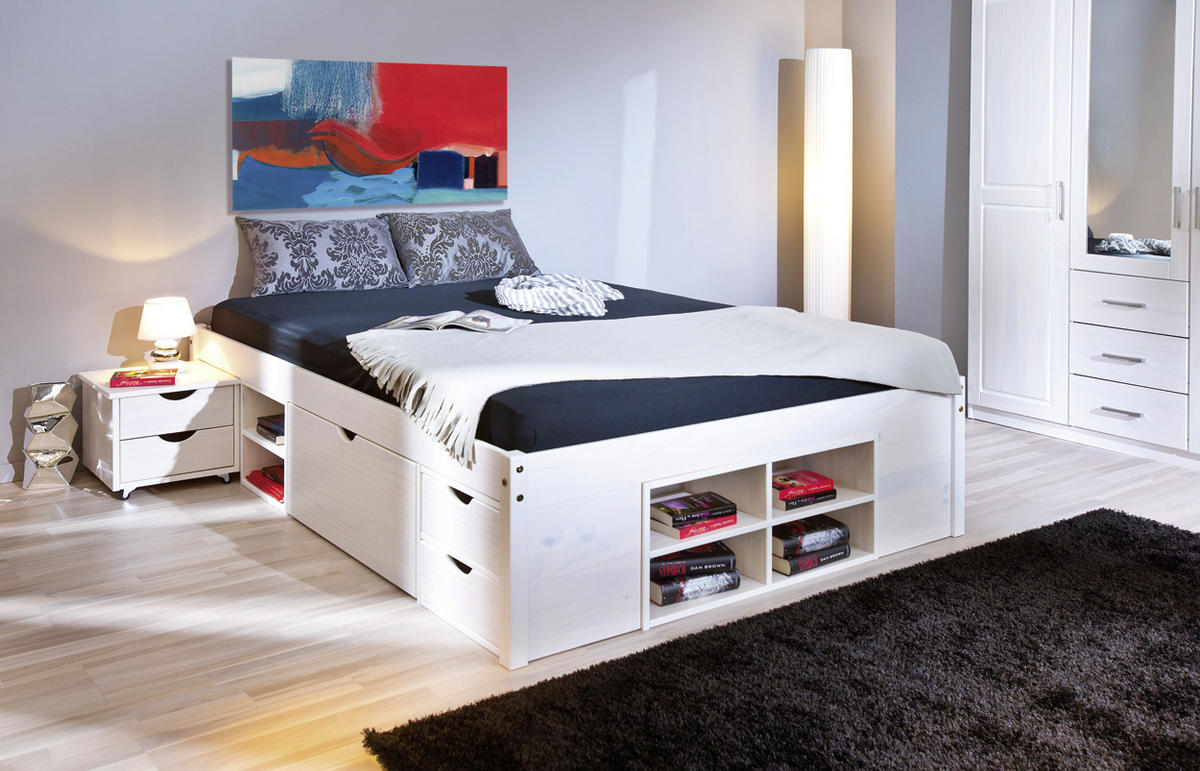 KREVET S PROSTOR. ZA ODLAGANJ   140/200 cm   bijela  - bijela, Konvencionalno (140/200cm) - MID.YOU