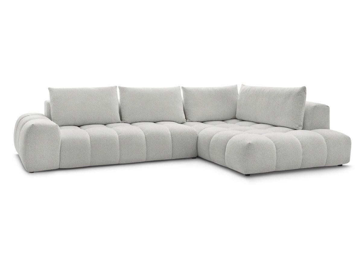 ECKSOFA Ottomane rechts  EVEREST Hellgrau Flachgewebe  - Hellgrau/Schwarz, MODERN, Kunststoff/Textil (352/210cm)