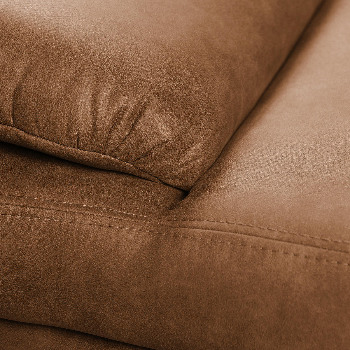 3-SITZER-SOFA in Mikrofaser Cognac  - Cognac/Schwarz, Design, Textil/Metall (218/78/88cm) - MID.YOU
