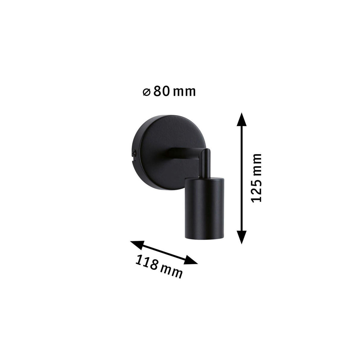 WANDLEUCHTE Ravi   - Schwarz, Basics, Metall (8,0/12,5/11,8cm) - Paulmann