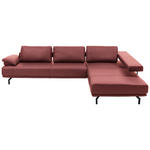 ECKSOFA  in Echtleder Weinrot  - Anthrazit/Weinrot, Design, Leder/Metall (325/255cm) - Dieter Knoll