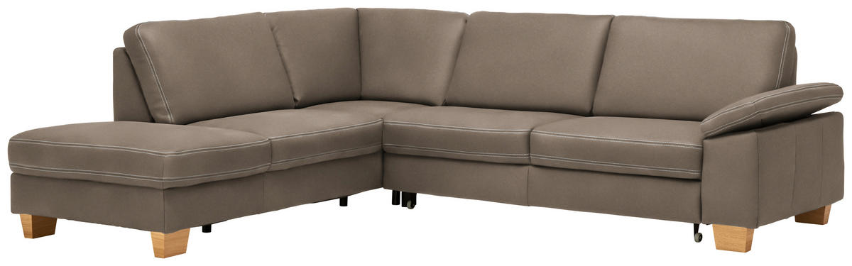 ECKSOFA  in Echtleder Alufarben  235/274 cm  - Eichefarben/Beige, KONVENTIONELL, Leder/Holzwerkstoff (235/274cm) - Beldomo Premium