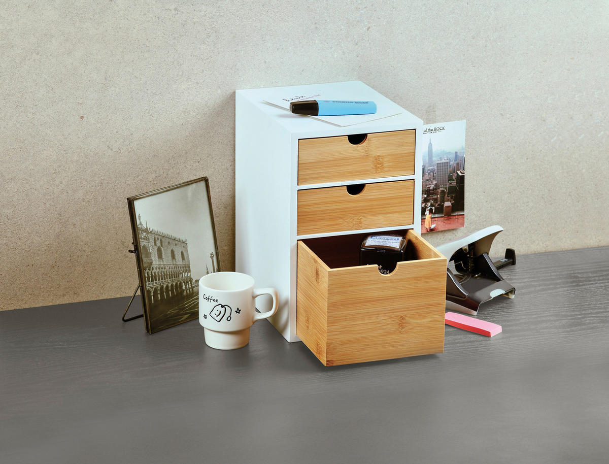 SCHUBLADENBOX    17,5/21,5/27,5 cm  - Hellbraun/Weiß, Basics, Holz/Holzwerkstoff (17,5/21,5/27,5cm) - Kesper
