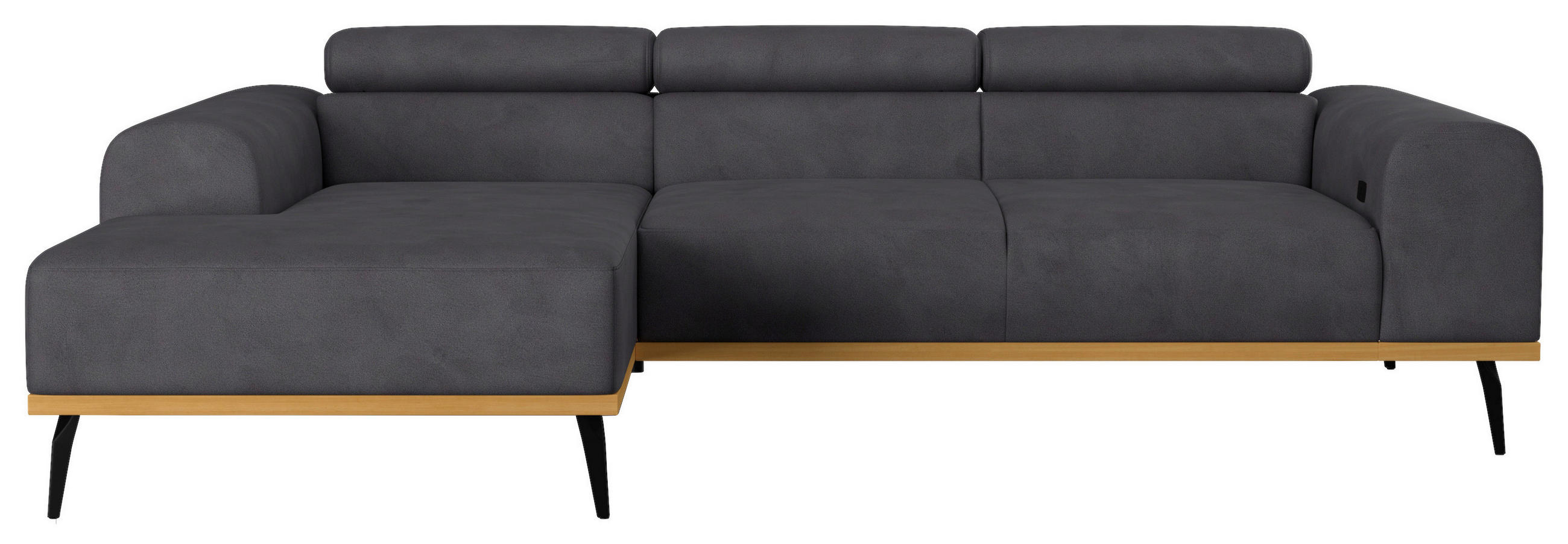 ECKSOFA Schwarz Mikrofaser  - Schwarz, KONVENTIONELL, Textil/Metall (157/244cm) - Cotta
