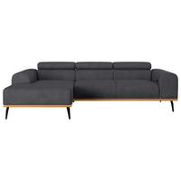ECKSOFA Schwarz Mikrofaser  - Schwarz, KONVENTIONELL, Textil/Metall (157/244cm) - Cotta