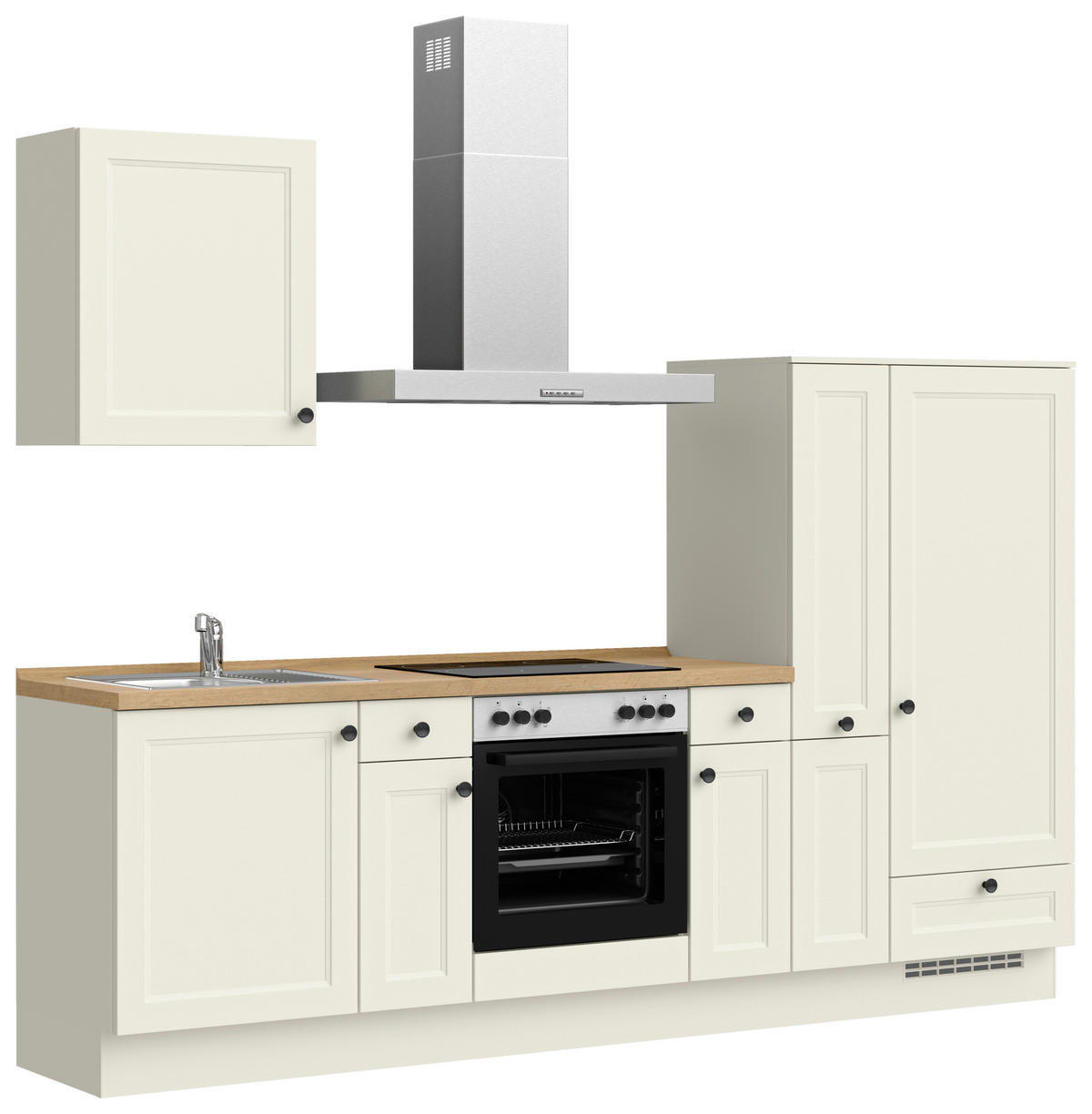 KÜCHENBLOCK Cascada 270 cm  in Weiß, Eichefarben  - Eichefarben/Schwarz, MODERN, Holzwerkstoff/Metall (270cm) - Nobilia