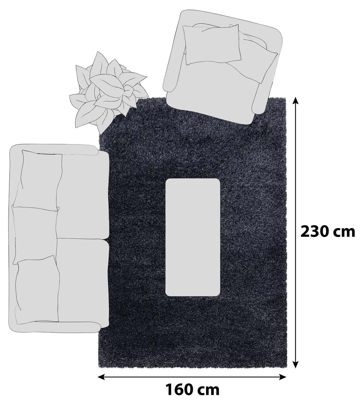 KOBEREC S VYSOKÝM VLASEM, 160/230 cm, antracitová - antracitová, Basics, textil (160/230cm) - Novel