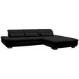 ECKSOFA in Mikrofaser Graphitfarben  - Schwarz/Graphitfarben, Design, Textil/Metall (341/204cm) - Xora