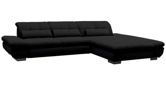 ECKSOFA in Mikrofaser Graphitfarben  - Schwarz/Graphitfarben, Design, Textil/Metall (341/204cm) - Xora