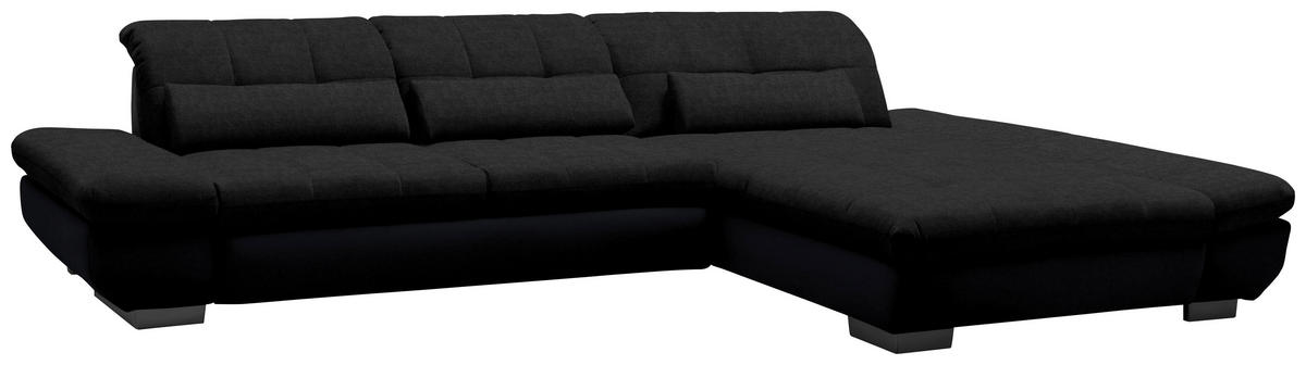ECKSOFA in Mikrofaser Graphitfarben  - Schwarz/Graphitfarben, Design, Textil/Metall (341/204cm) - Xora