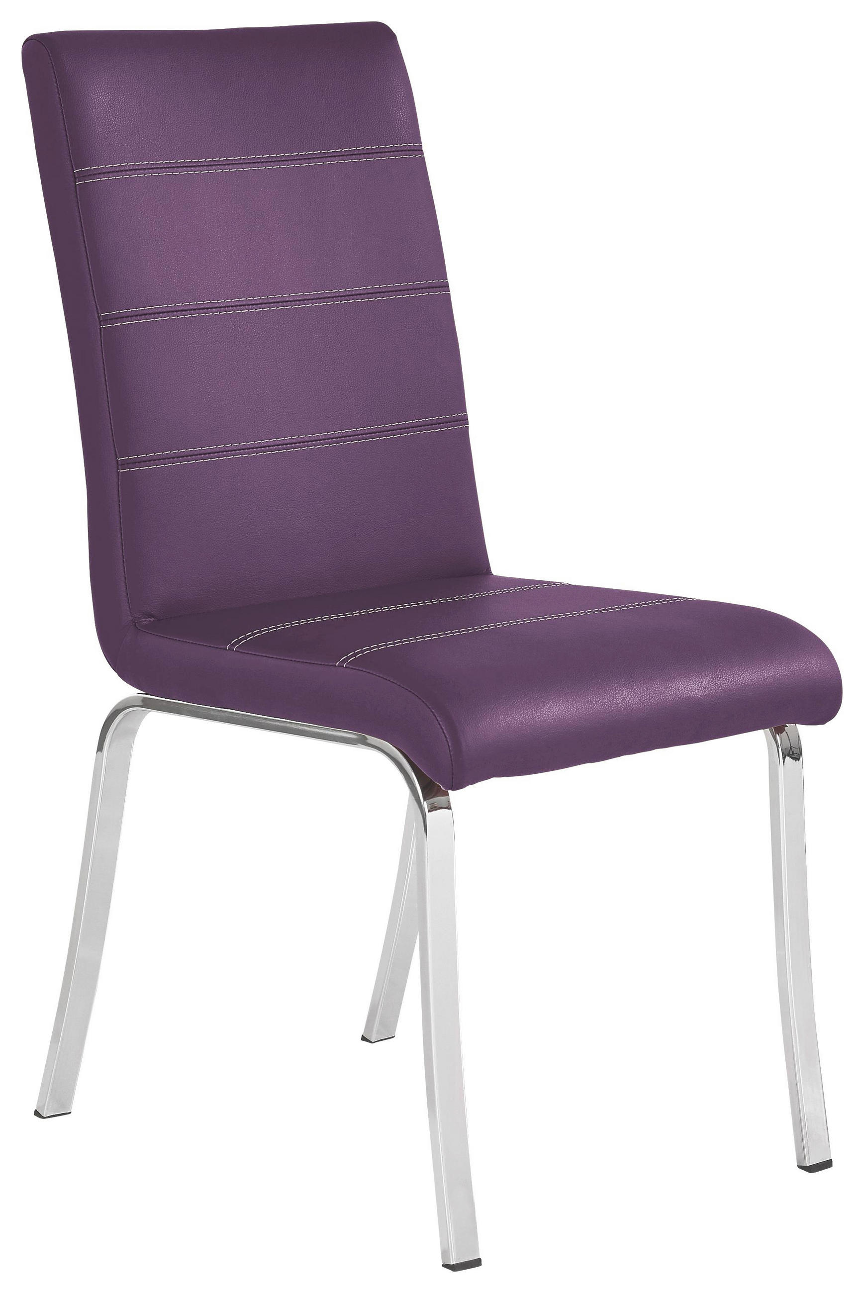 Stuhl in Metall, Textil Lila, Edelstahlfarben