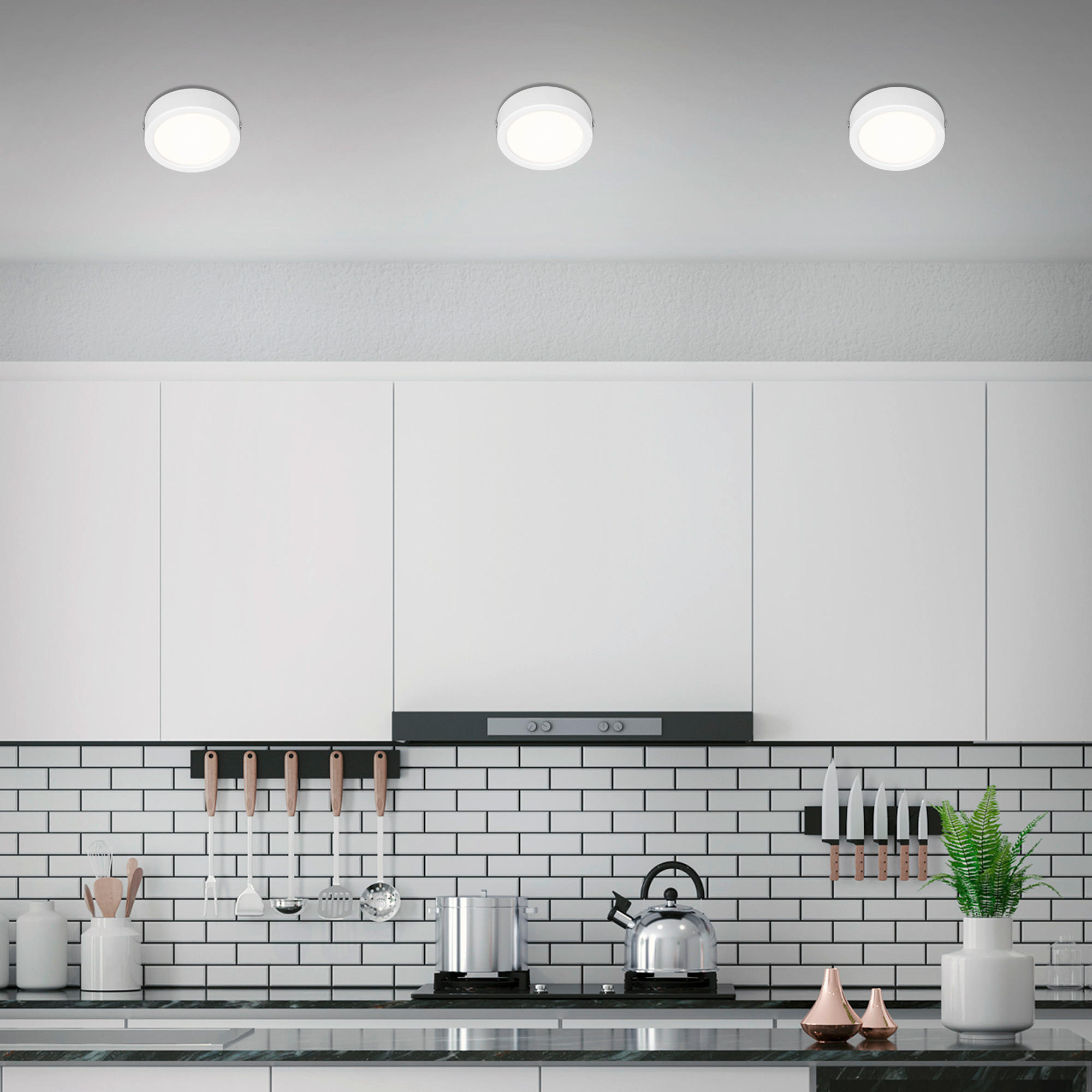 STROPNÉ LED SVIETIDLO, 12,0/3,2 cm  - biela, Design, plast (12,0/3,2cm)