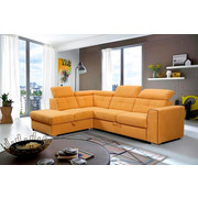 SEDEŽNA GARNITURA, rumena les, tekstil, leseni material - aluminij/rumena, Design, umetna masa/tekstil (215/245cm) - Xora