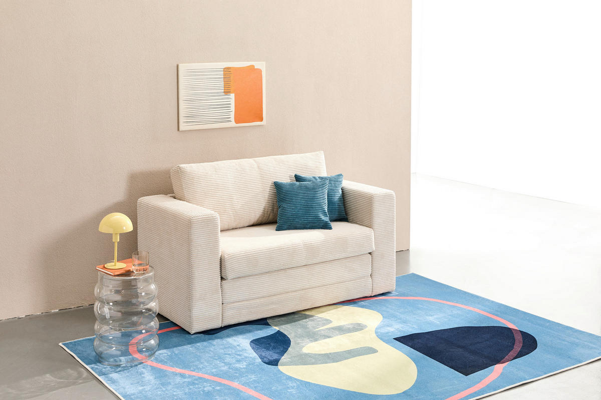 JUGEND- UND KINDERSOFA Cord Beige  - Türkis/Beige, KONVENTIONELL, Textil (136/78/72cm) - Xora