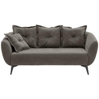 2,5-SITZER in Mikrofaser Graubraun  - Graubraun/Schwarz, Modern, Textil/Metall (196/94/103cm) - Livetastic