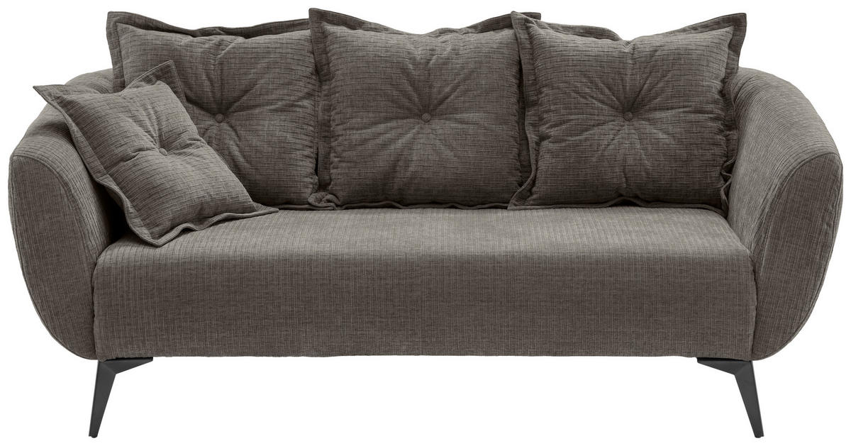 2,5-SITZER in Mikrofaser Graubraun  - Graubraun/Schwarz, Modern, Textil/Metall (196/94/103cm) - Livetastic