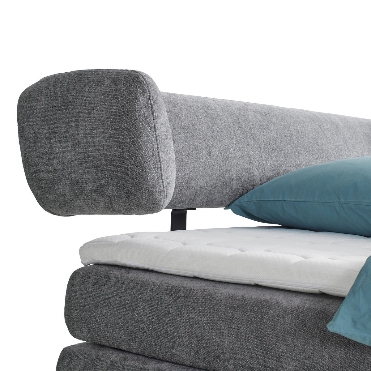 KONTINENTALSÄNG 180/200 cm  i grafitfärgad  - grafitfärgad/svart, Modern, metall/textil (180/200cm) - Visionight