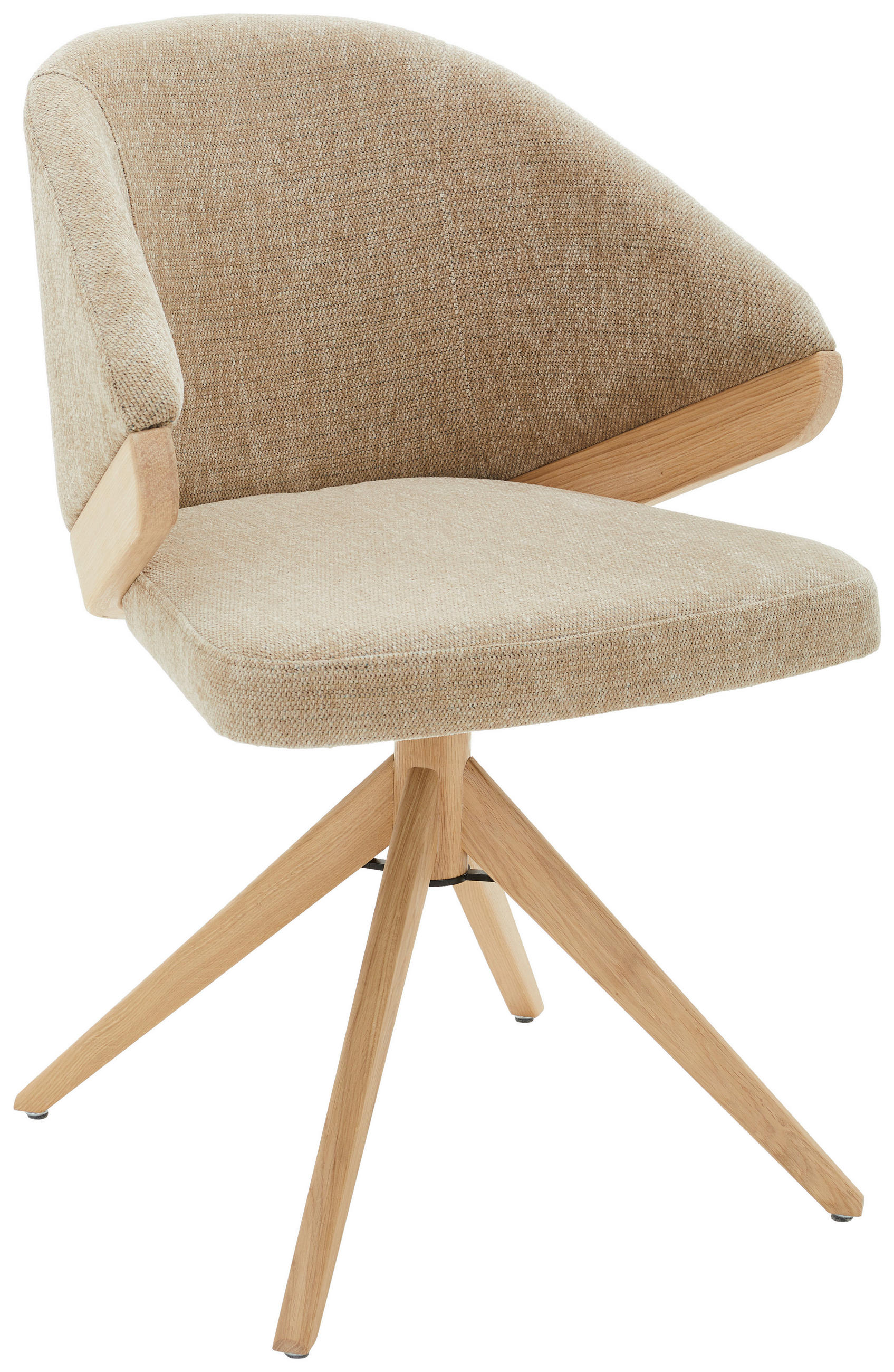 ARMLEHNSTUHL  Sitzfläche 360° drehbar Chenille  Beige, Eiche Bianco  - Eiche Bianco/Beige, KONVENTIONELL, Holz/Textil (59/83/59cm) - Linea Natura