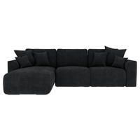ECKSOFA in Samt Dunkelgrau  195/293 cm  - Chromfarben/Dunkelgrau, KONVENTIONELL, Kunststoff/Textil (195/293cm) - Carryhome