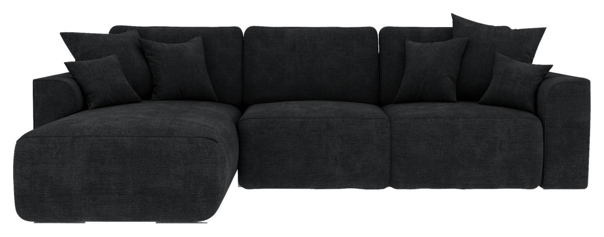 ECKSOFA in Samt Dunkelgrau  195/293 cm  - Chromfarben/Dunkelgrau, KONVENTIONELL, Kunststoff/Textil (195/293cm) - Carryhome
