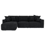 ECKSOFA in Samt Dunkelgrau  195/293 cm  - Chromfarben/Dunkelgrau, KONVENTIONELL, Kunststoff/Textil (195/293cm) - Carryhome