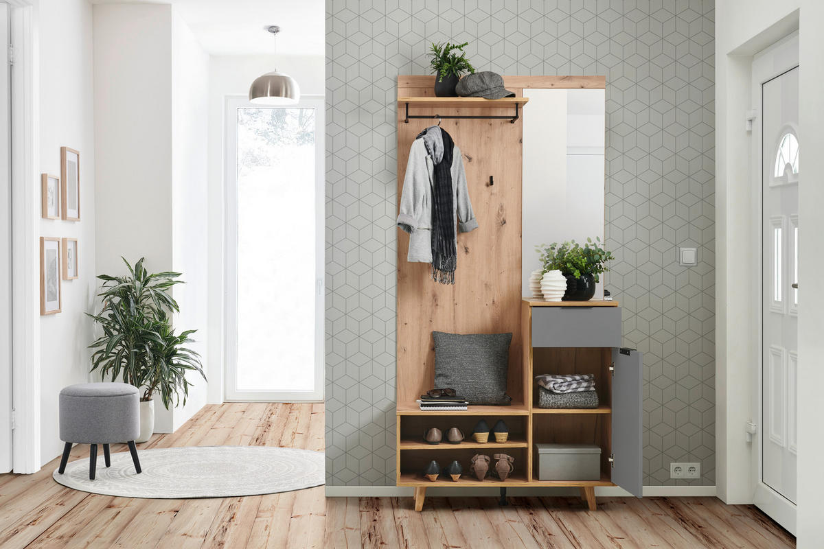 GARDEROBE  in 100/204/40 cm  - Graphitfarben/Eiche Artisan, KONVENTIONELL, Holzwerkstoff (100/204/40cm) - Boxxx