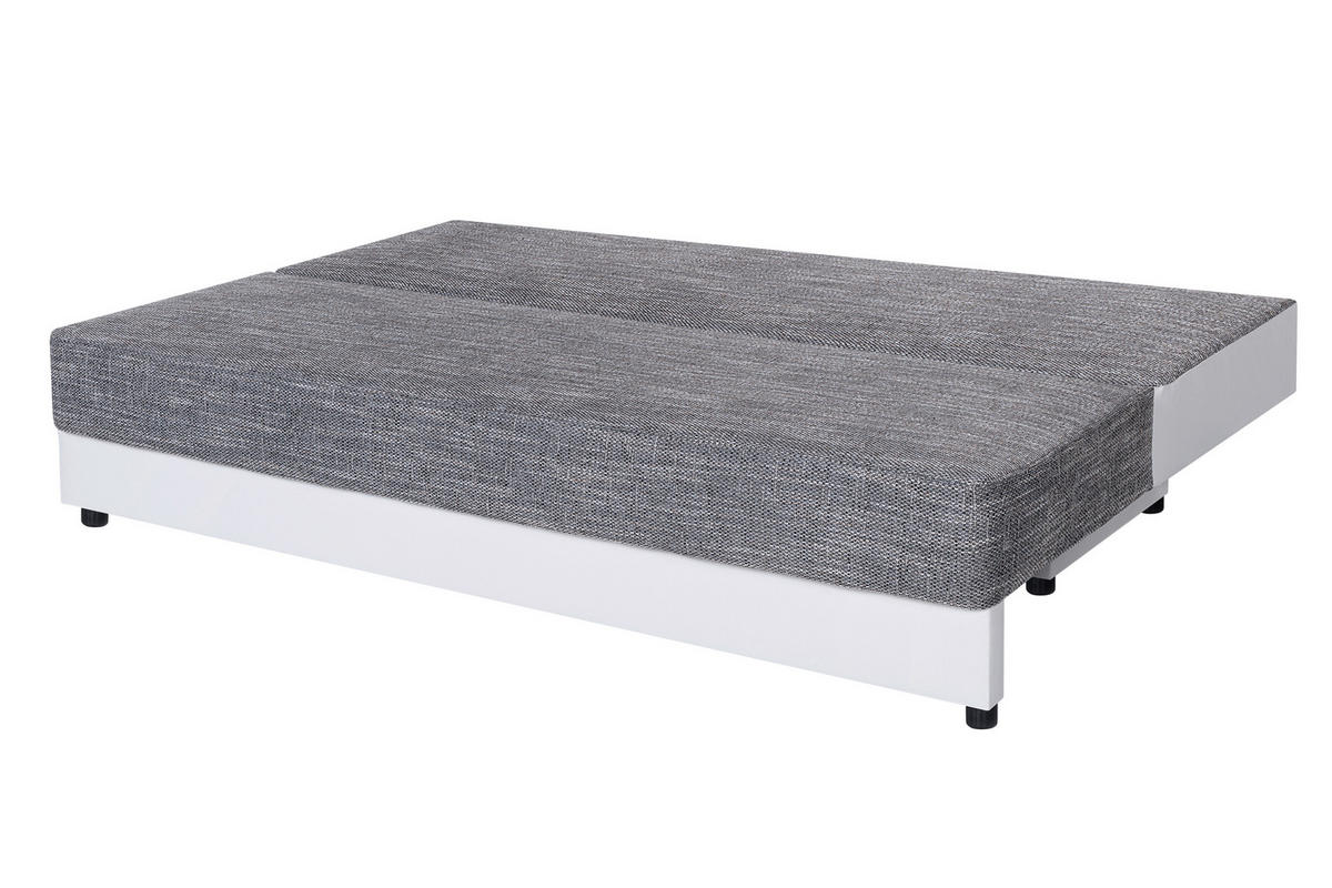 SCHLAFSOFA  mit Schlafen auf Sitzhöhe Lederlook, Webstoff Grau, Weiß  - Schwarz/Weiß, Design, Kunststoff/Textil (200/90/103cm) - P & B