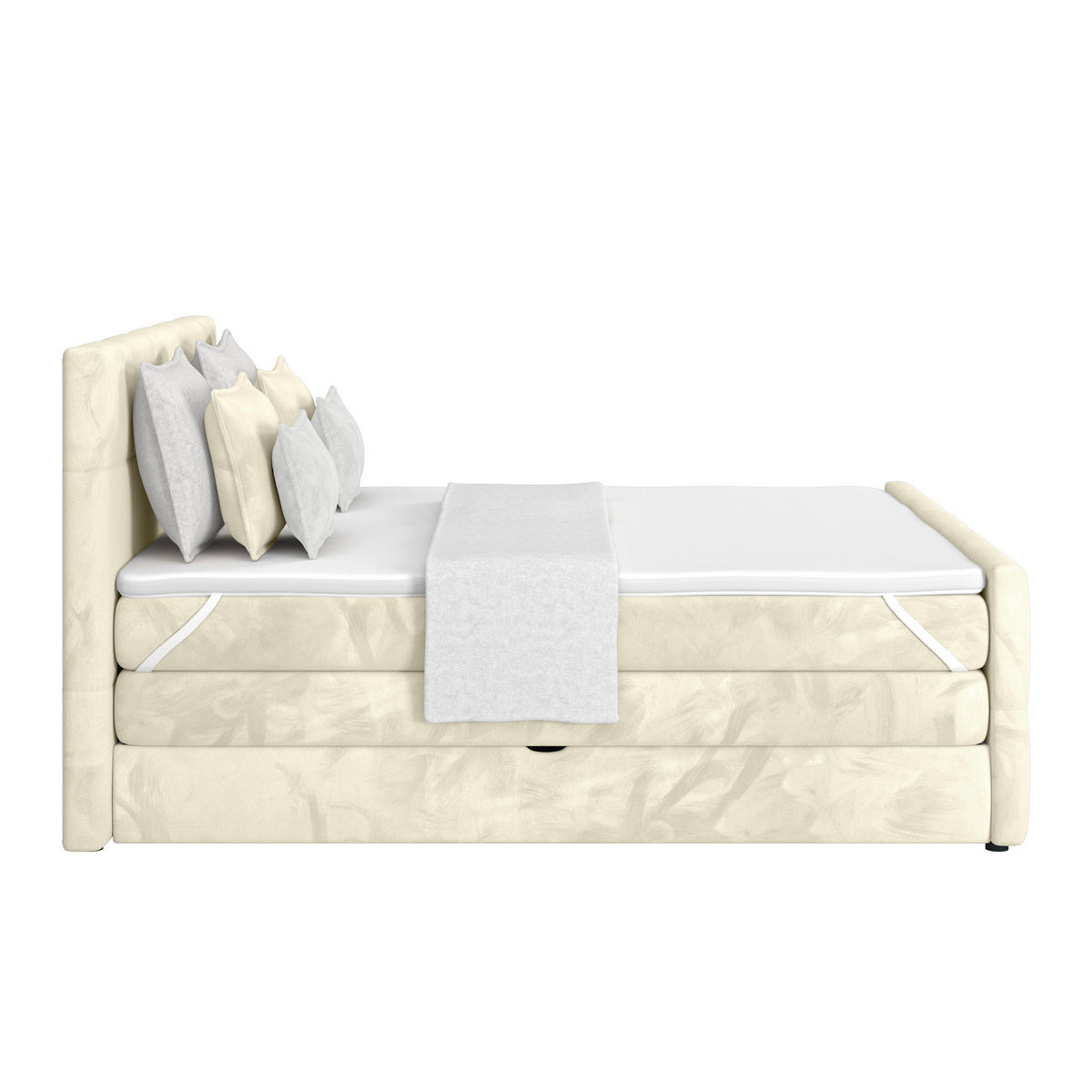 BOXSPRINGBETT 180/200 cm,  in Champagner, gepolstertes Kopfteil, Bettkasten, Topper, Matratzen, H4 + H4 = sehr fest  - Champagner, KONVENTIONELL, Holz/Holzwerkstoff (180/200cm) - Luca Bessoni