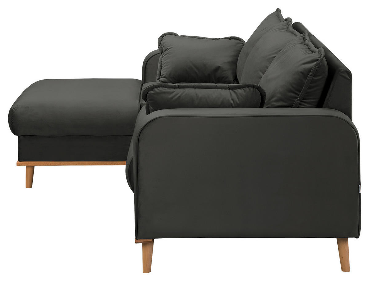 ECKSOFA in Mikrofaser Dunkelgrau  150/230 cm  - Wengefarben/Dunkelgrau, Design, Holz/Textil (150/230cm) - Livetastic