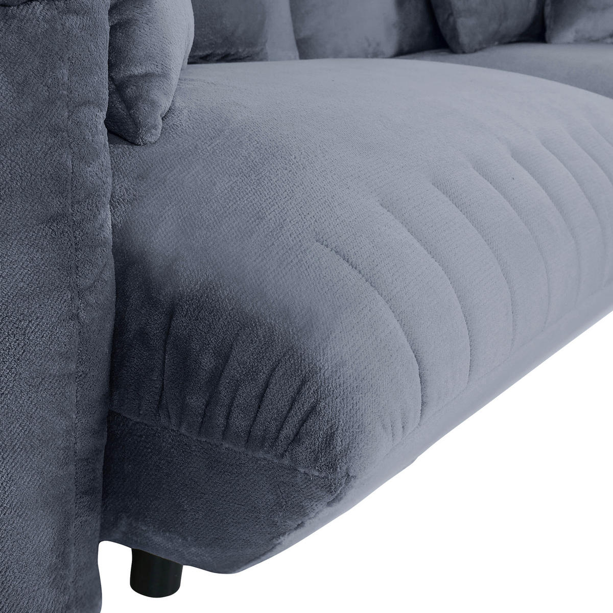 HÖRNSOFFA i plysch blågrå  - blågrå/svart, Klassisk, textil/plast (270/170cm) - MID.YOU